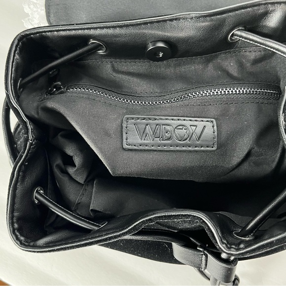 Dolls Kill Black Velvet Backpack White Embroidered Cross Drawstring Flap Bag - Picture 16 of 16